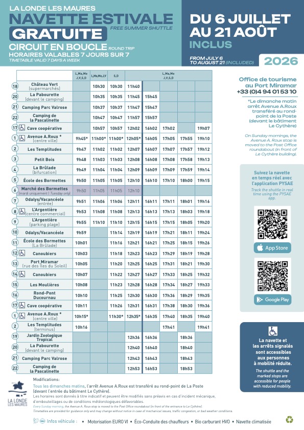 Horaires Navette Estivale HD 2